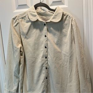 Cream colored Loft corduroy button down top, size XL Petite.